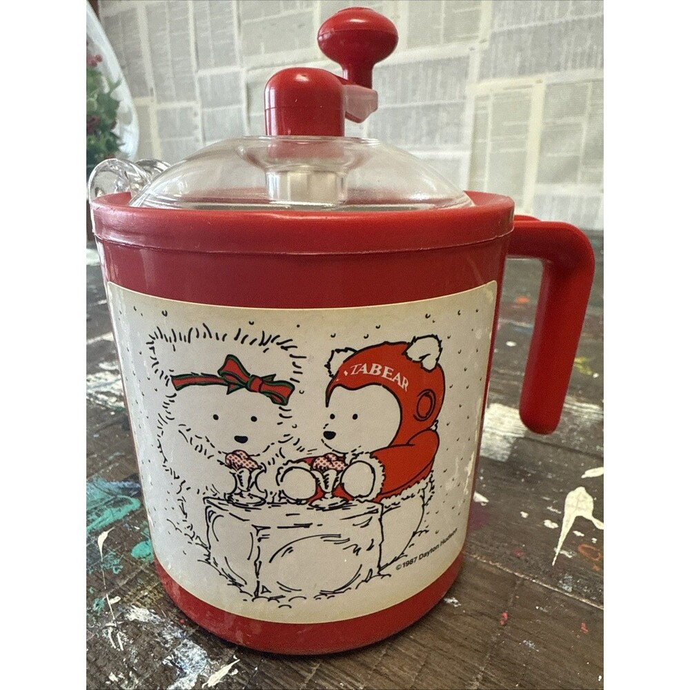 Vintage Donvier Manual Hand Crank Ice Cream Maker Half-Pint Santa Bear 1987